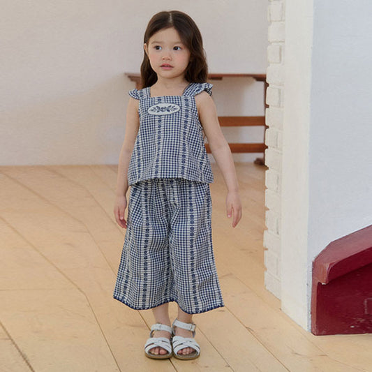 Poppy Check Pants Korean toddler pants in beige made in Korea