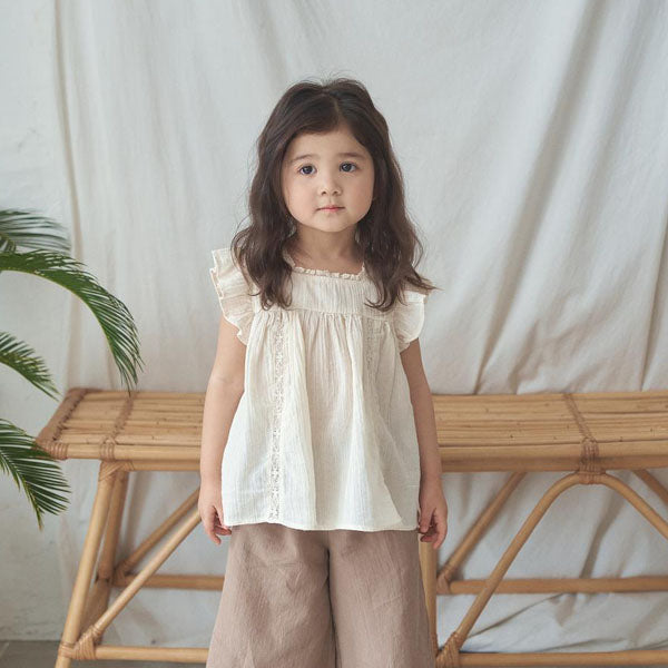 Lily Blouse Korean toddler blouse in cream made in Korea