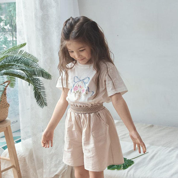 Floral T-Shirt Korean toddler t-shirt in ivory made in Korea