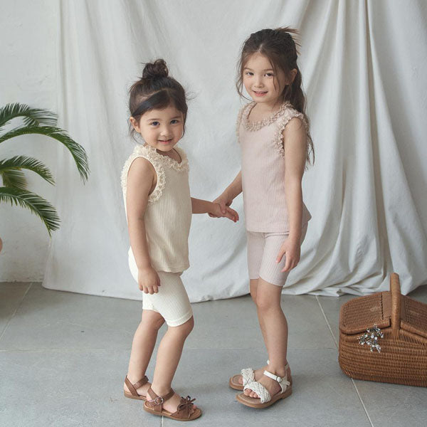 Melody Leggings Korean toddler pants in cream made in Korea