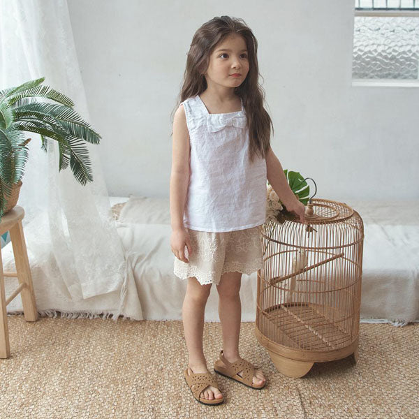 Joy Lace Shorts Korean toddler shorts in ivory made in Korea
