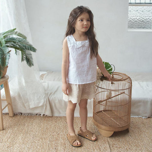 Joy Lace Shorts Korean toddler shorts in ivory made in Korea