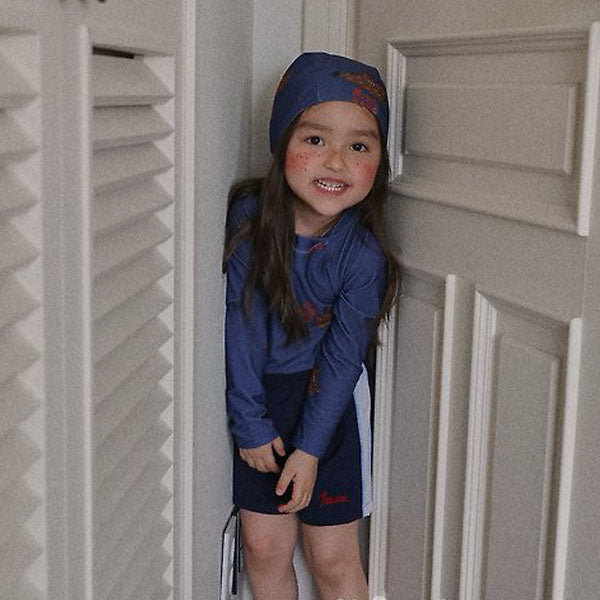 Wolf Swim Cap Korean kids accessory in navy made in Korea