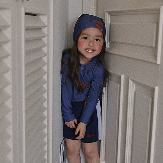 Wolf Swim Cap Korean kids accessory in navy made in Korea