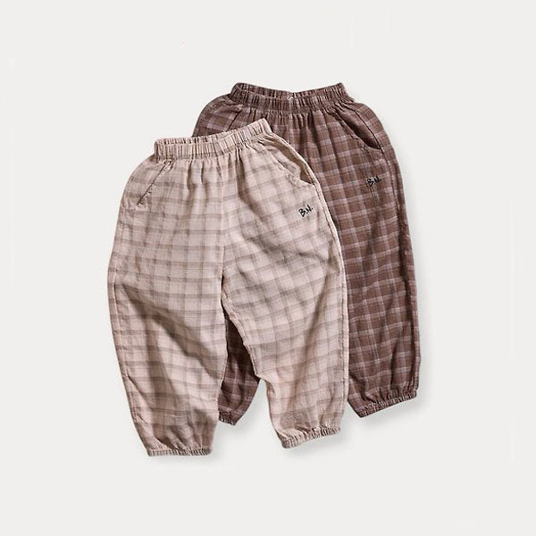 Retro Check Pants Korean toddler pants in beige made in Korea