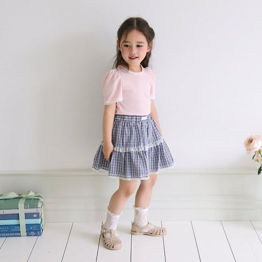 Check Skirt Korean toddler skirt in red made in Korea