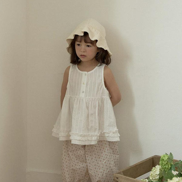 Pretty Cri Bucket Hat Korean kids accessory in cream(raw denim) made in Korea