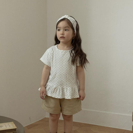 Pretty Floral Short Sleeve Tee Korean toddler t-shirt in red made in Korea