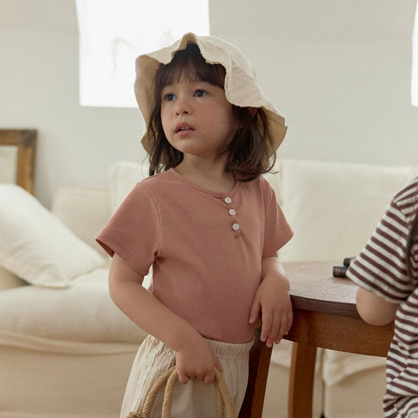 Pretty Lily Binding Tee Korean toddler t-shirt in ivory made in Korea