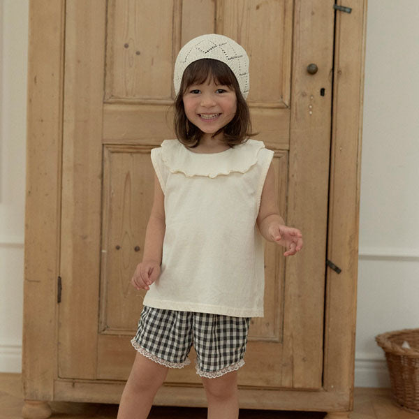 Pretty Ruffle Tank Top Tee Korean toddler t-shirt in ivory made in Korea