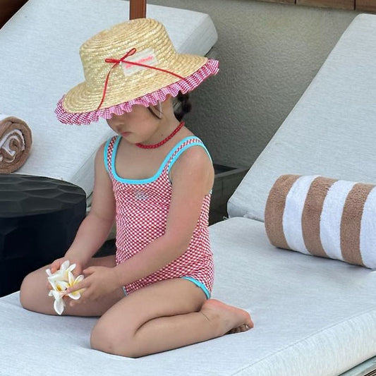 Ruffle Strap Hat Korean kids accessory in pink made in Korea