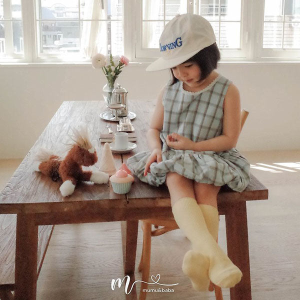 Mongle Check Dress Korean toddler dress in blue check made in Korea