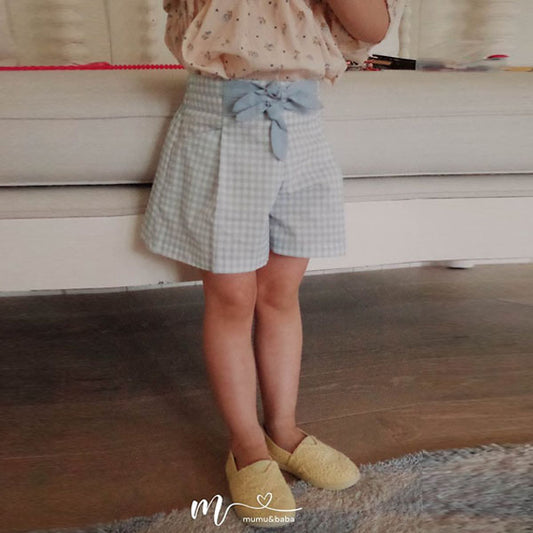 Check Set Pants Korean toddler set in blue made in Korea