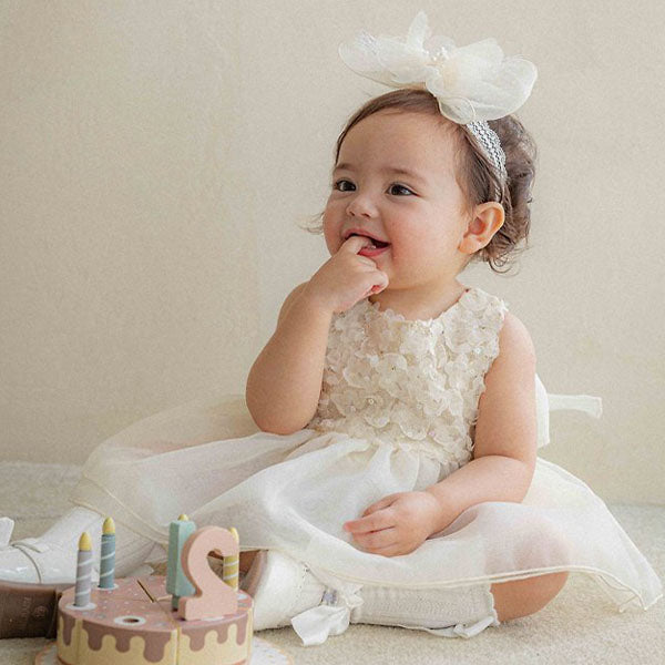 Flower Rosé Bodysuit Korean infant bodysuit in cream made in Korea