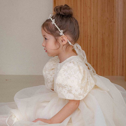 Eta Pearl Headband Korean kids accessory in cream made in Korea