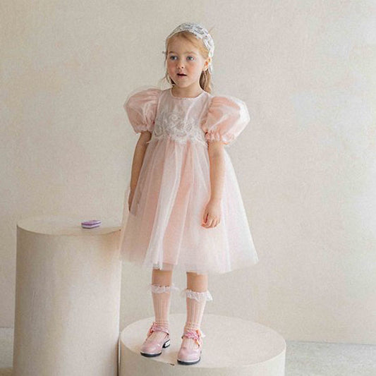 Kids Evelyn Tulle Dress Korean toddler dress in cream made in Korea