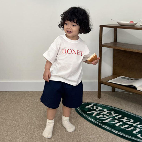 Honey Short Sleeve Tee Korean toddler t-shirt in ivory made in Korea