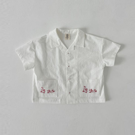 Lulu Duck Shirt Korean toddler shirt in ivory made in Korea