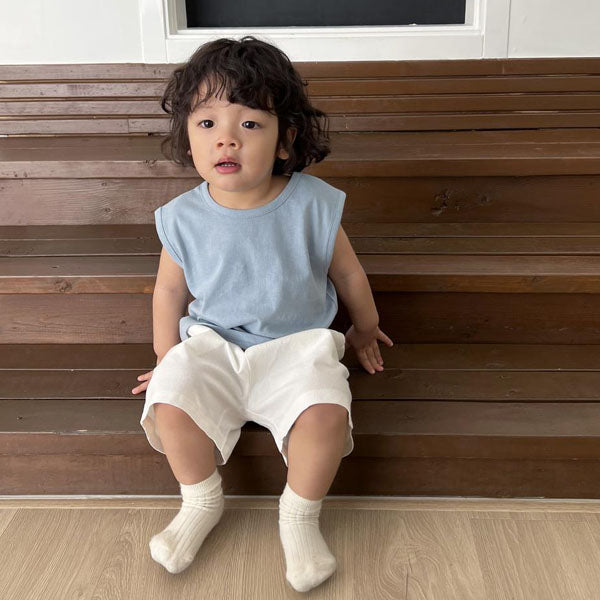 2-Pack Stripe Short Sleeve Tee + Solid Tank Top Korean toddler t-shirt in pink made in Korea