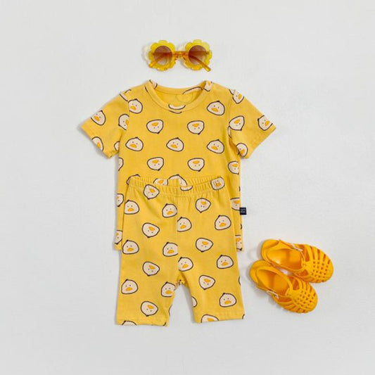 Happy Friends Loungewear Korean infant loungewear in yellow made in Korea