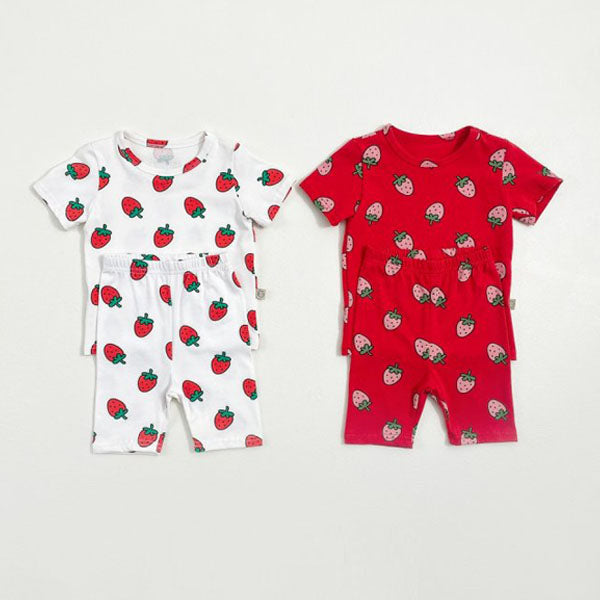 Strawberry Loungewear Korean infant loungewear in ivory made in Korea