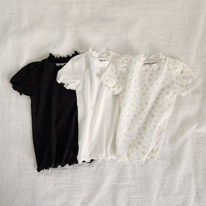 Shirred Lettuce-Edge Tee