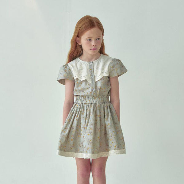 Romance Blouse Korean toddler blouse in oatmeal made in Korea