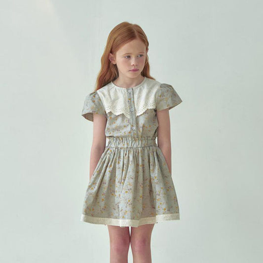 Romance Blouse Korean toddler blouse in oatmeal made in Korea