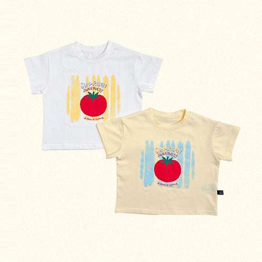 Sweetie Tomato T-Shirt Korean toddler t-shirt in ivory made in Korea