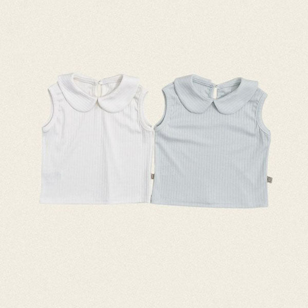 Pastel Tank Top Collar Tee Korean toddler t-shirt in ivory made in Korea