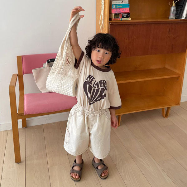 Natural Cotton Carpenter Pants Korean toddler pants in raw denim made in Korea