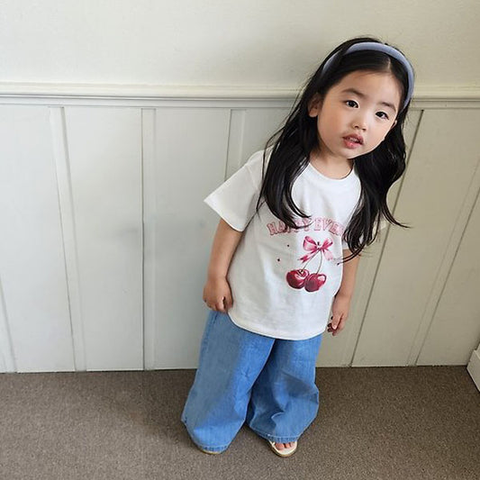 Summer Print Tee Korean toddler t-shirt in cherry made in Korea