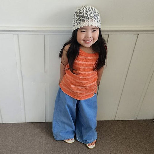 Stripe Long Tank Top Korean toddler tank top in orange made in Korea