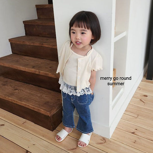 Pocket Bootcut Pants Korean toddler pants in light denim made in Korea