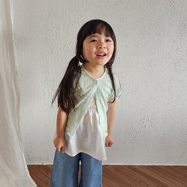 Slim Cardigan Korean toddler sweater in ivory made in Korea