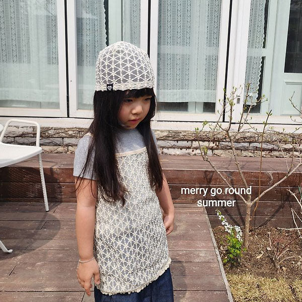 Lace Beanie Korean toddler accessory in ivory made in Korea