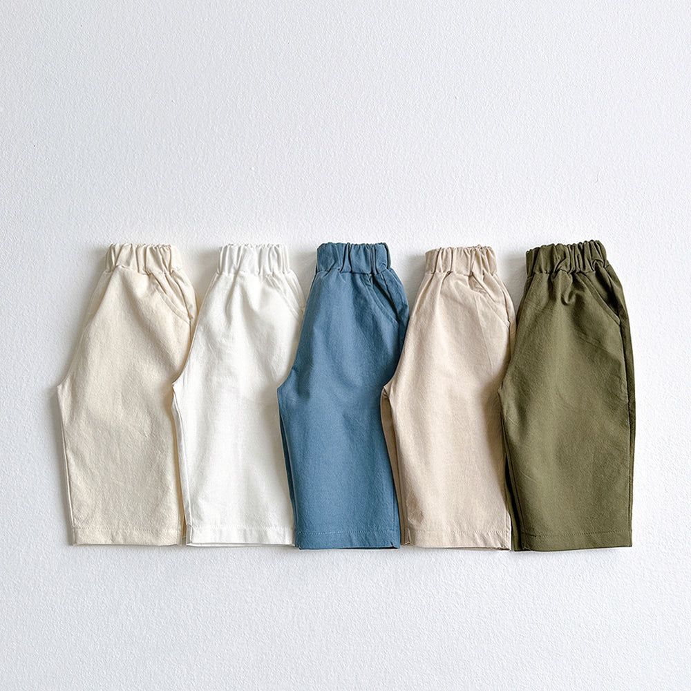 3/4-Length Basic Cotton Pants Korean toddler pants in beige made in Korea