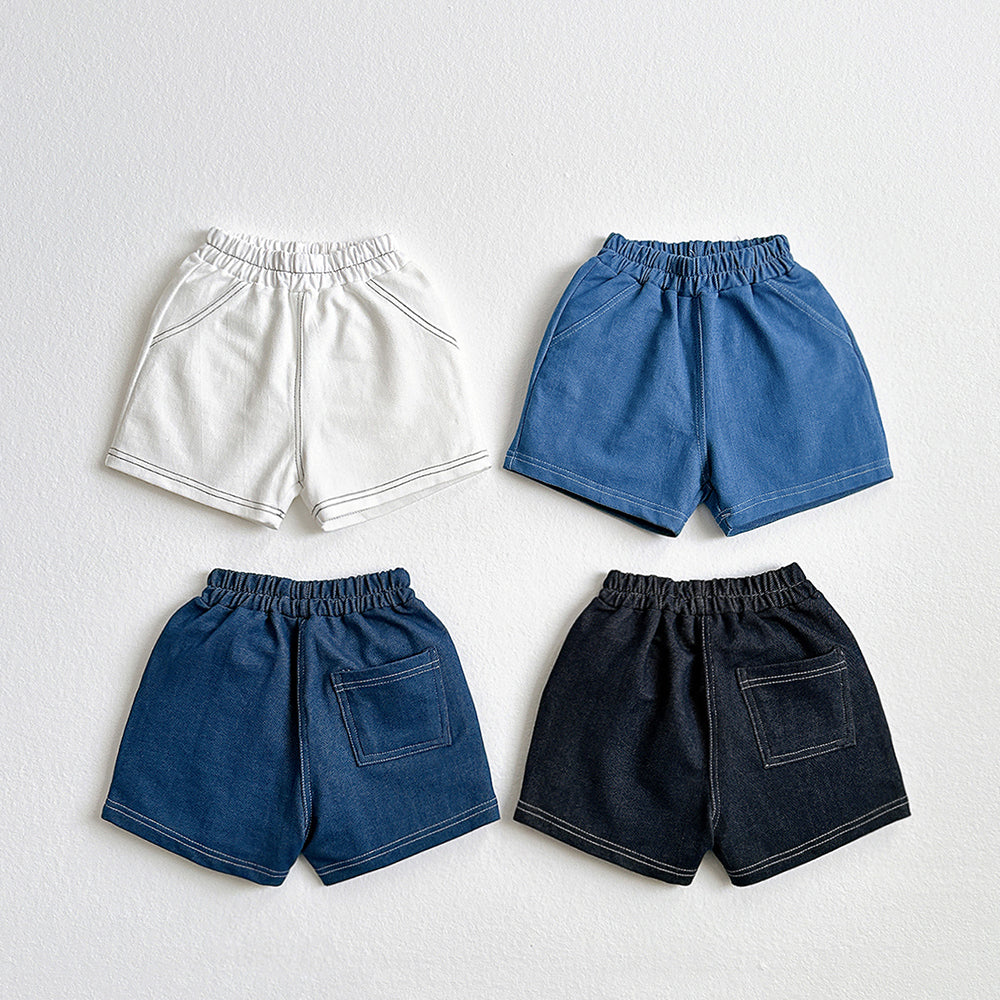 Stretch Denim Shorts Korean toddler shorts in light denim made in Korea