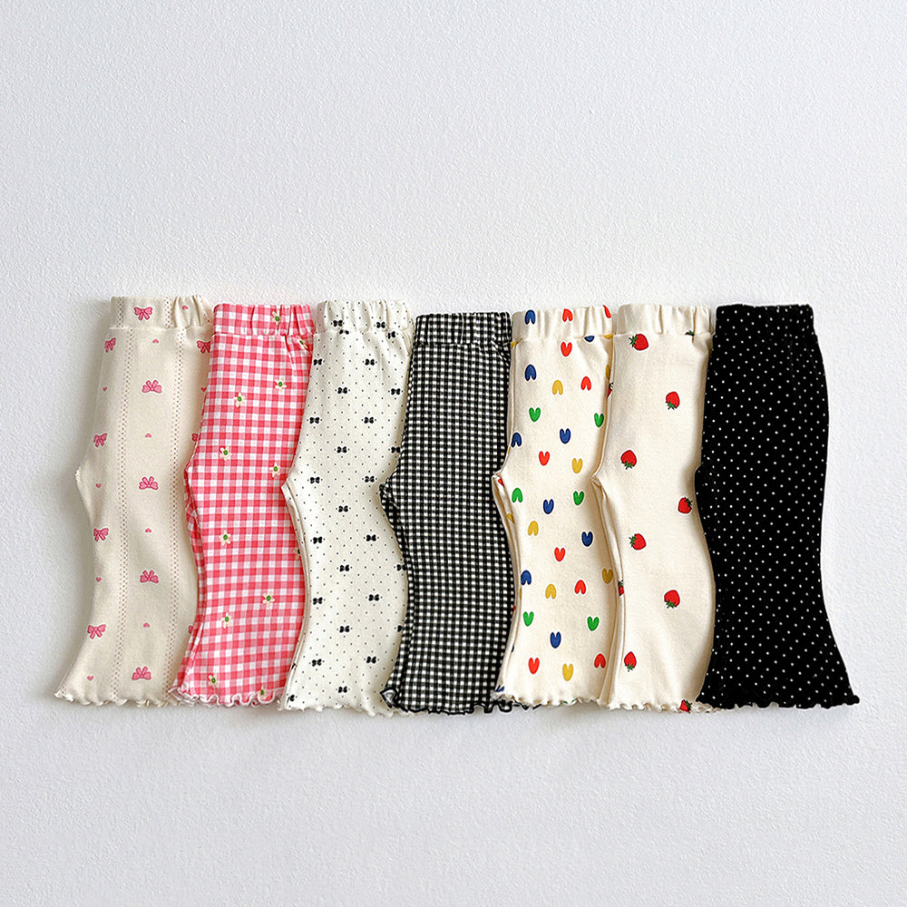 Pattern Flared 3/4-Length Pants Korean toddler pants in check made in Korea