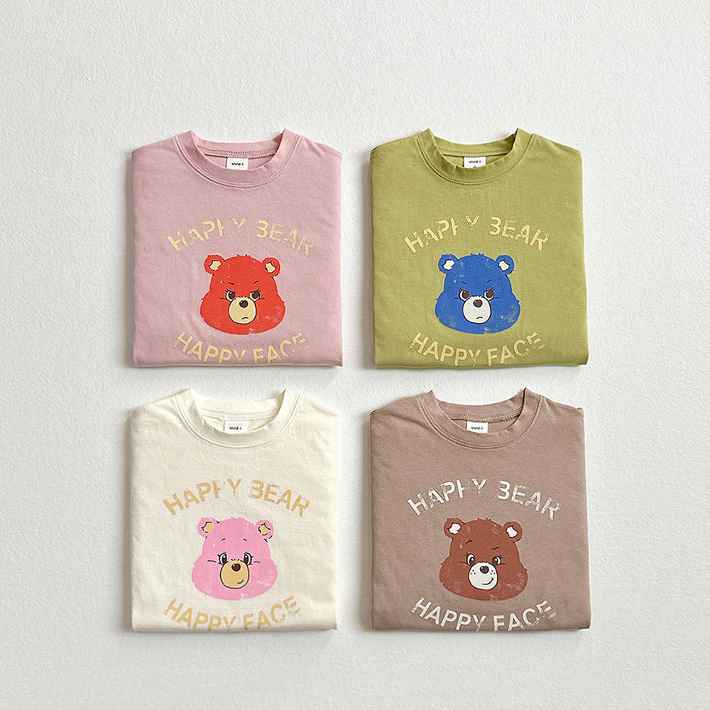 Happy Bear Short Sleeve Tee Korean toddler t-shirt in cream made in Korea