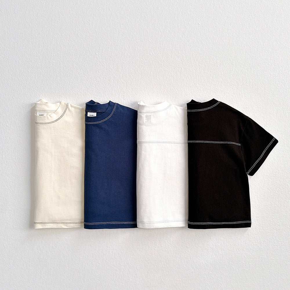 Panel Stitch Short Sleeve Tee Korean toddler t-shirt in black made in Korea