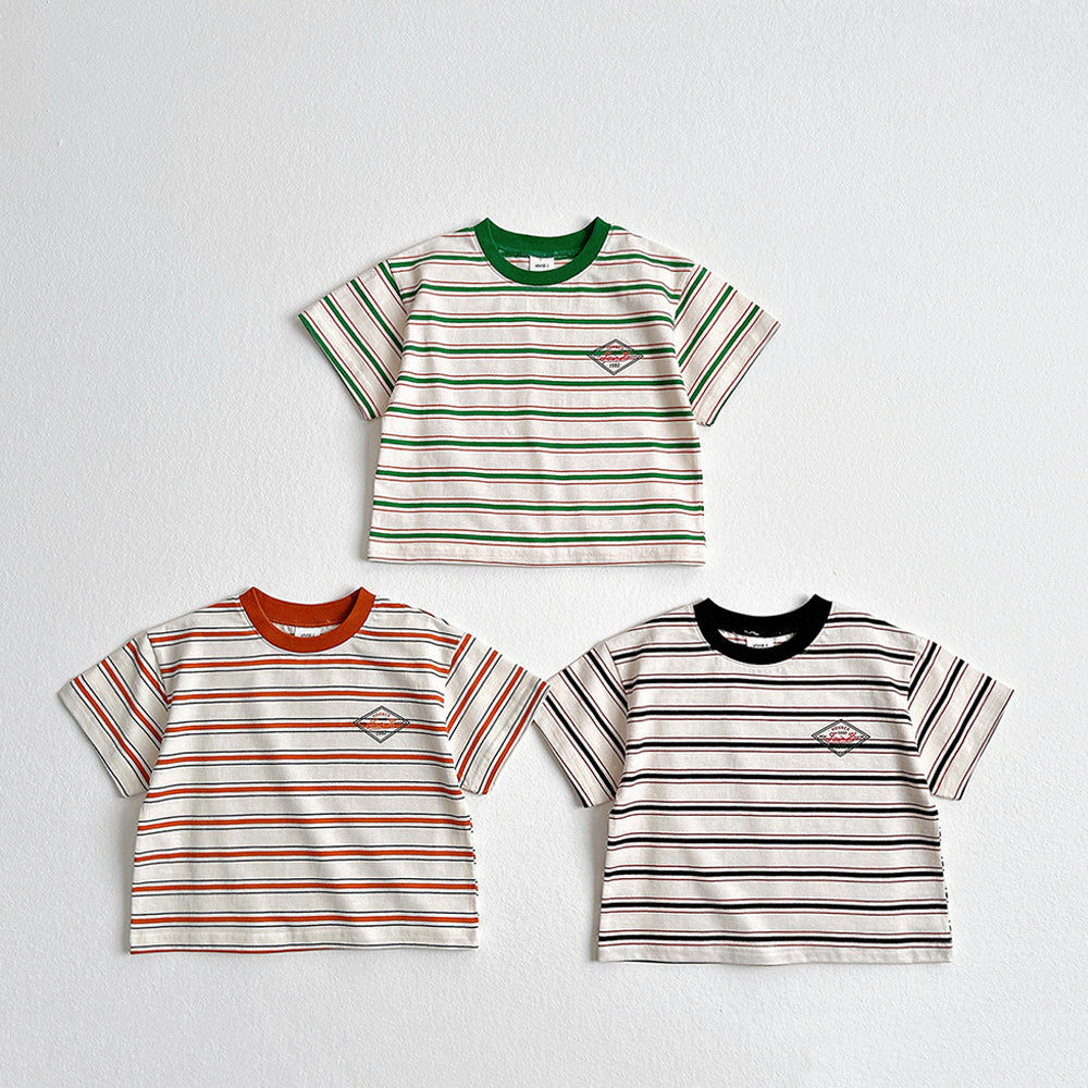 Diamond Logo Stripe Tee Korean toddler t-shirt in black made in Korea