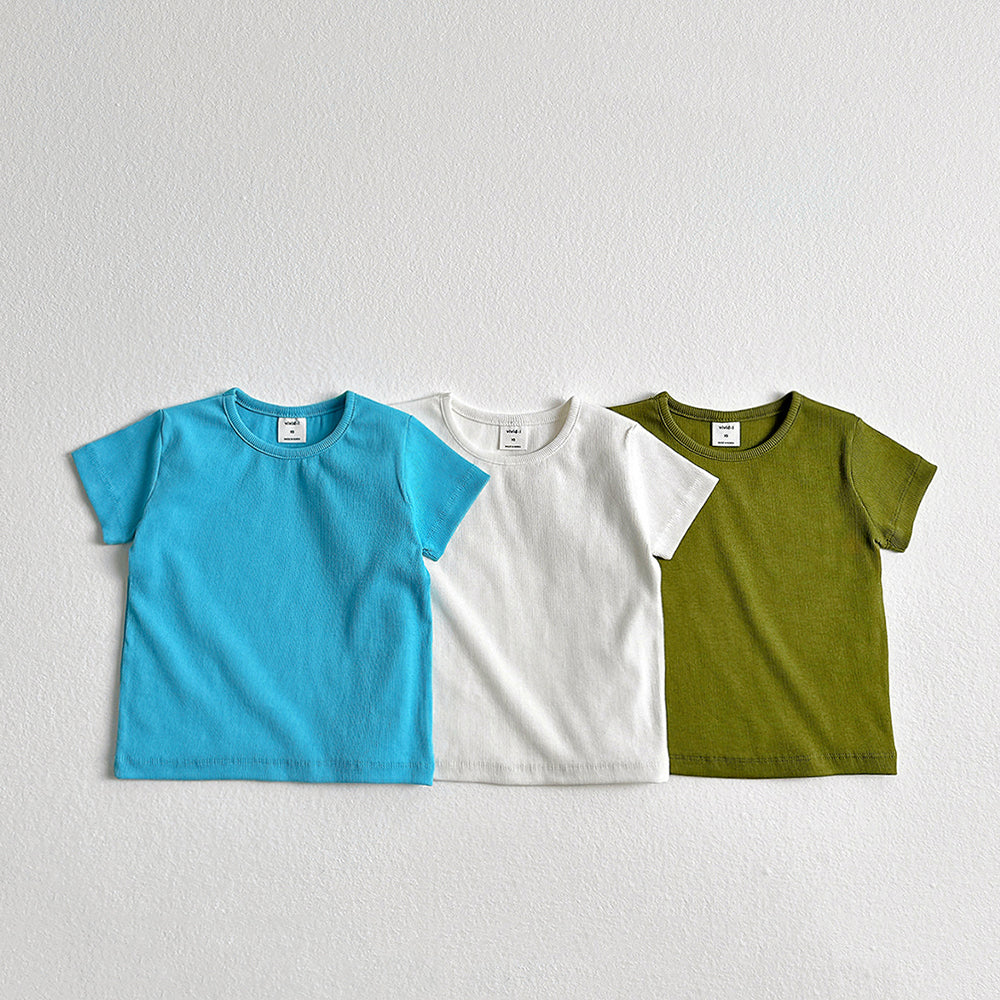 Pastel Ribbed Tee Korean toddler t-shirt in ivory made in Korea