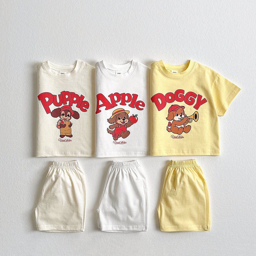 Summer Pop Art Top & Bottom Set Korean toddler set in ivory made in Korea