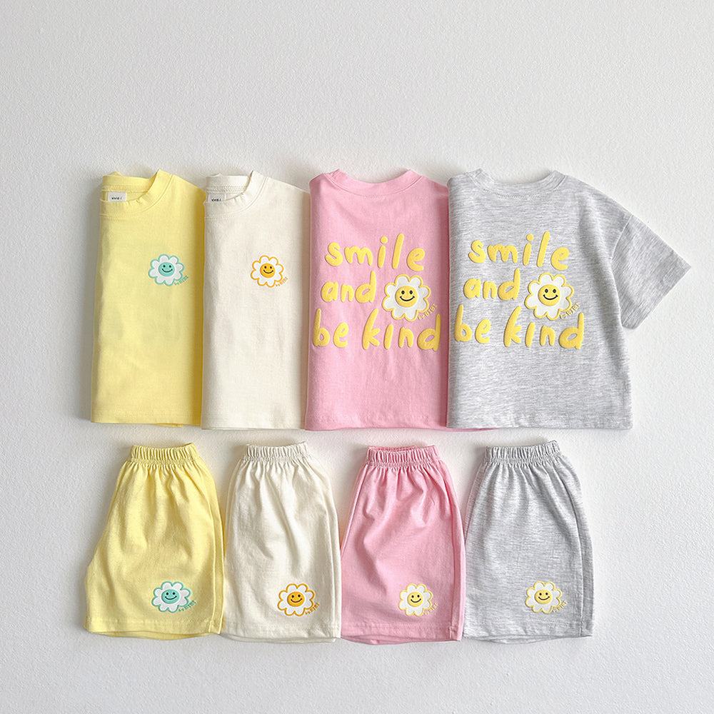 Smile 3D Top & Bottom Set Korean toddler set in yellow made in Korea