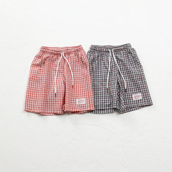 Check Bermuda Pants Korean toddler pants in red made in Korea