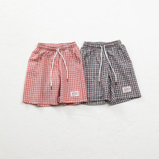 Check Bermuda Pants Korean toddler pants in red made in Korea