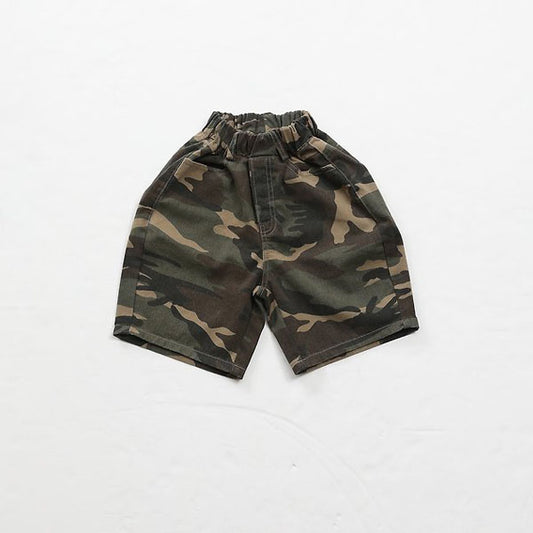 Camo Curve Bermuda Shorts Korean toddler shorts in beige made in Korea