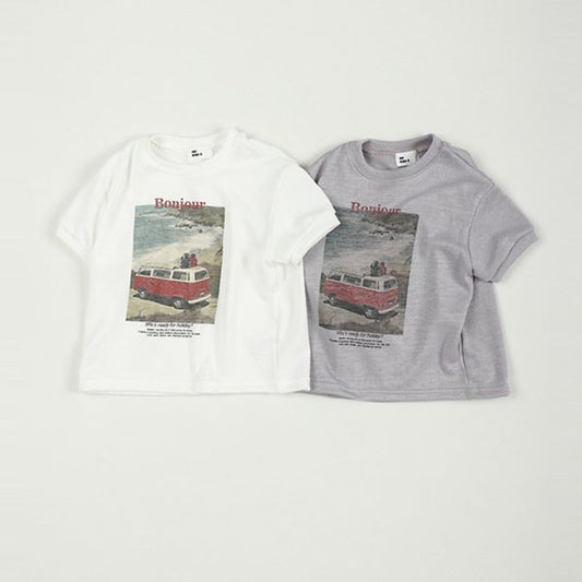 Knit Bonjour Tee Korean toddler t-shirt in ivory made in Korea
