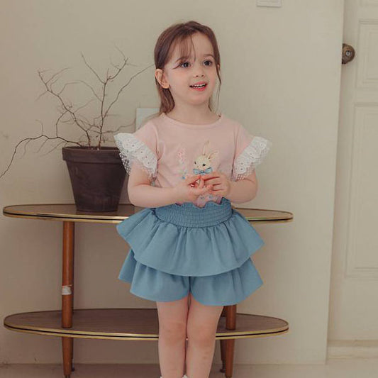 Color Bunny Tee Korean toddler t-shirt in white made in Korea